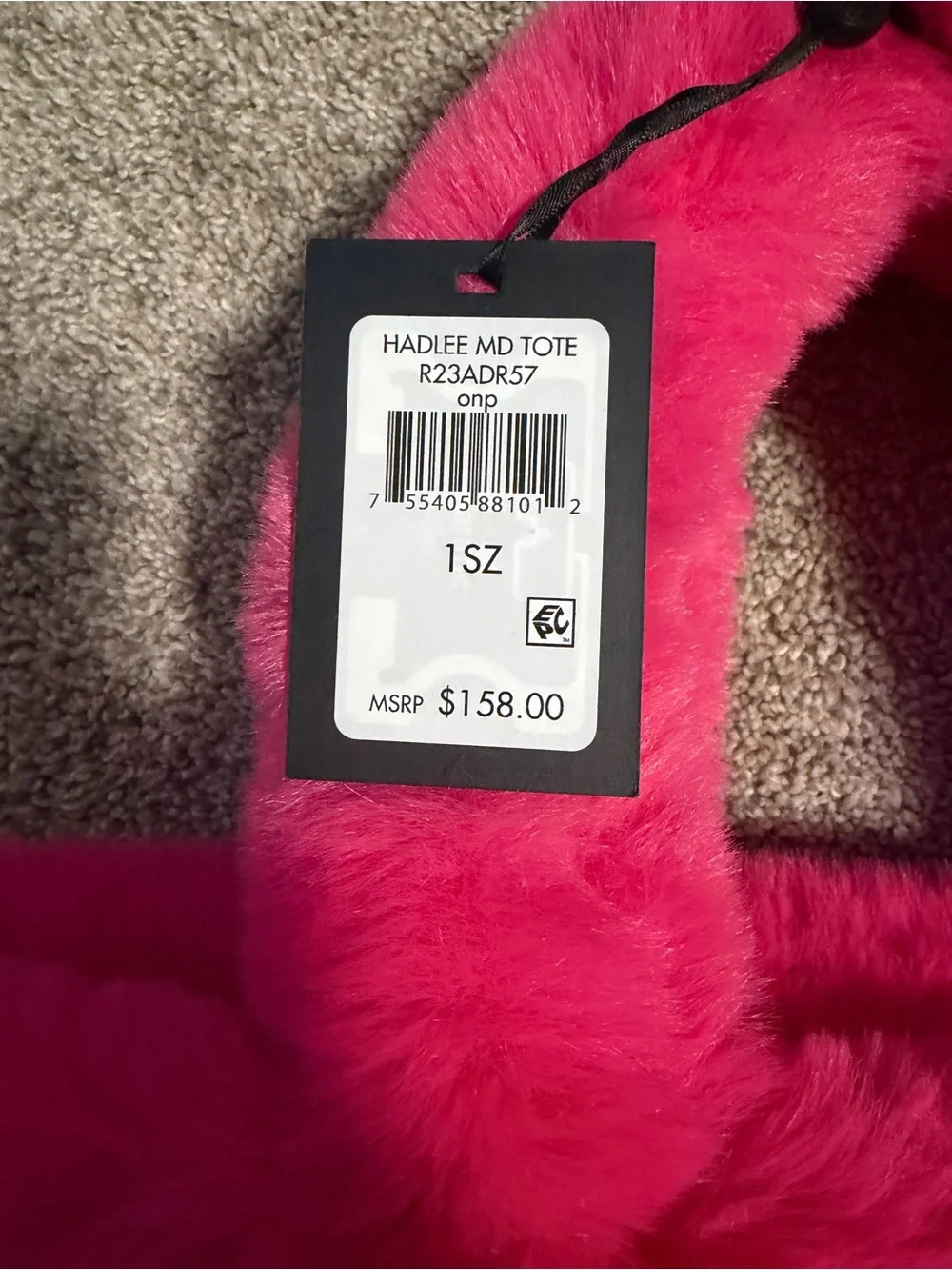 DKNY Bright Pink Faux Fur Tote Bag